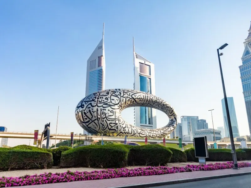 Dubai Marina vista aerea al tramonto